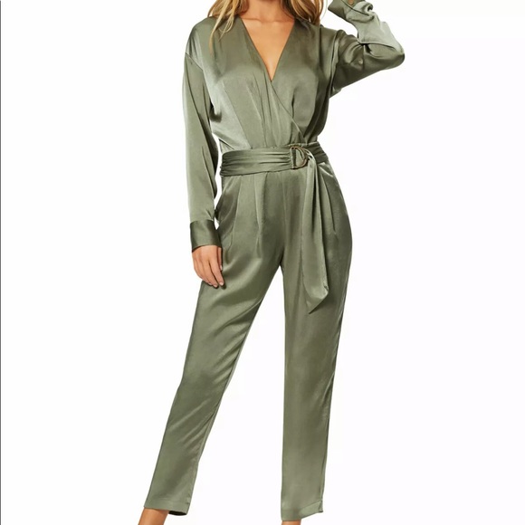 Ramy Brook Satin Crosby Jumpsuit - Sage - Picture 2 of 9